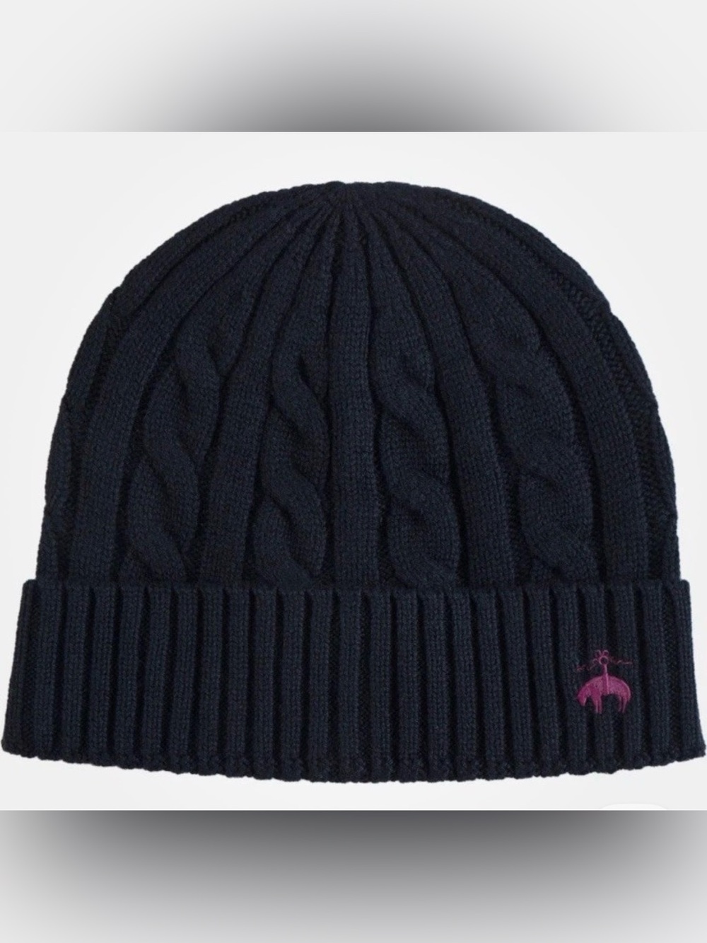 NWT $78 Brooks Brothers Wool Cashmere Blend Classic Cable Hat Beanie Black OS